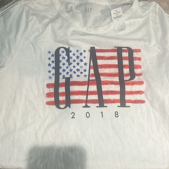 Gap Graphic Tee  XL White  Short Sleeve USA 2018 American Flag Cotton - Picture 3 of 3